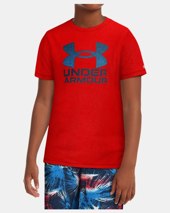 Boys' Toddler UA Short Sleeve Logo Surf Shirt, Red, pdpMainDesktop image number 0